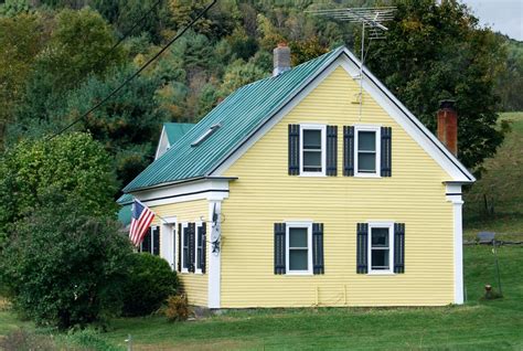 yellow green roof house